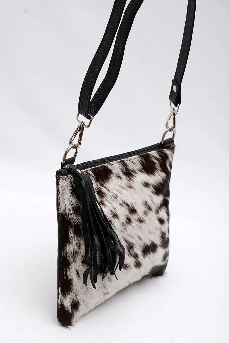 Black White Cowhide Crossbody handbag