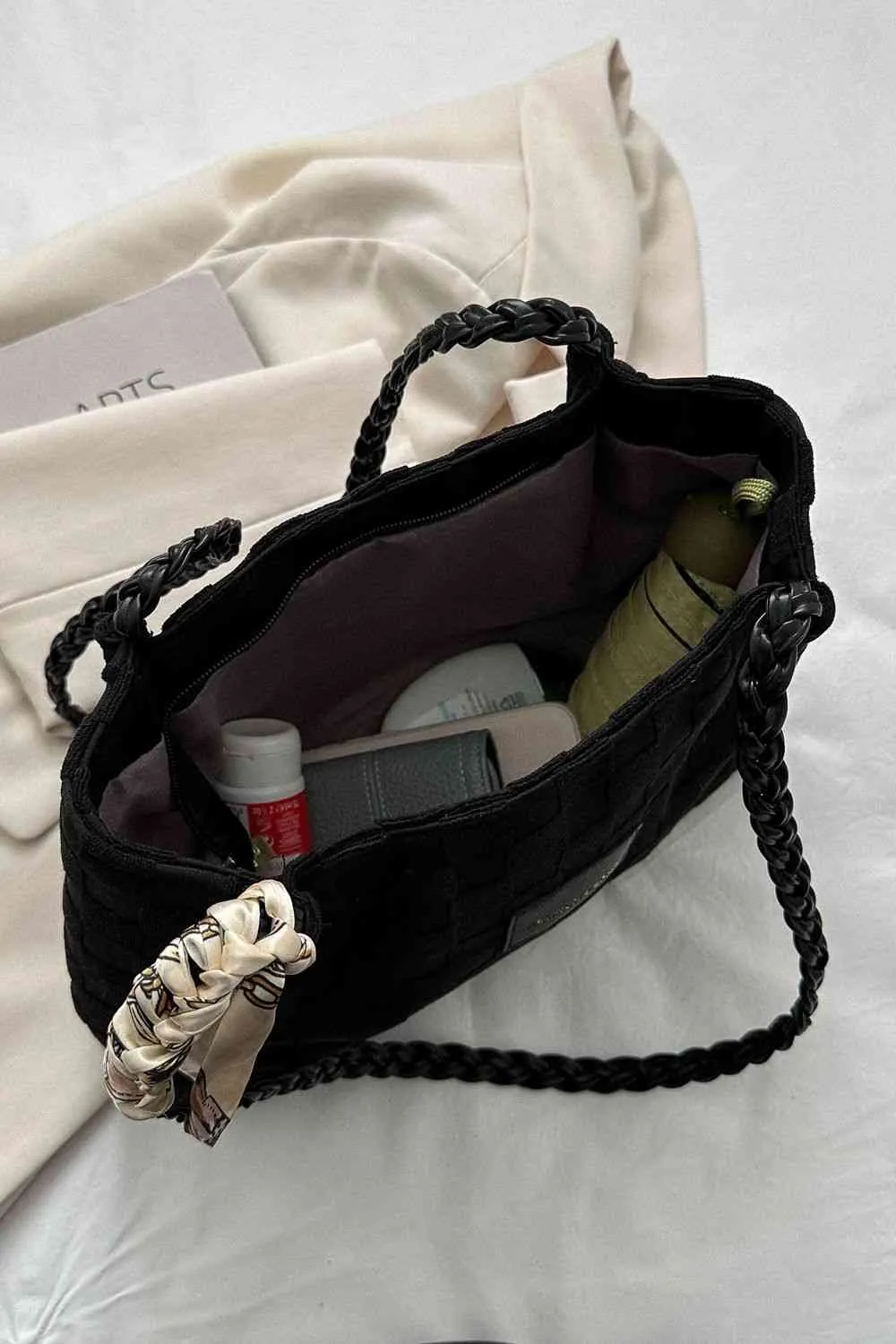 Braided Strap Polyester Tote Bag