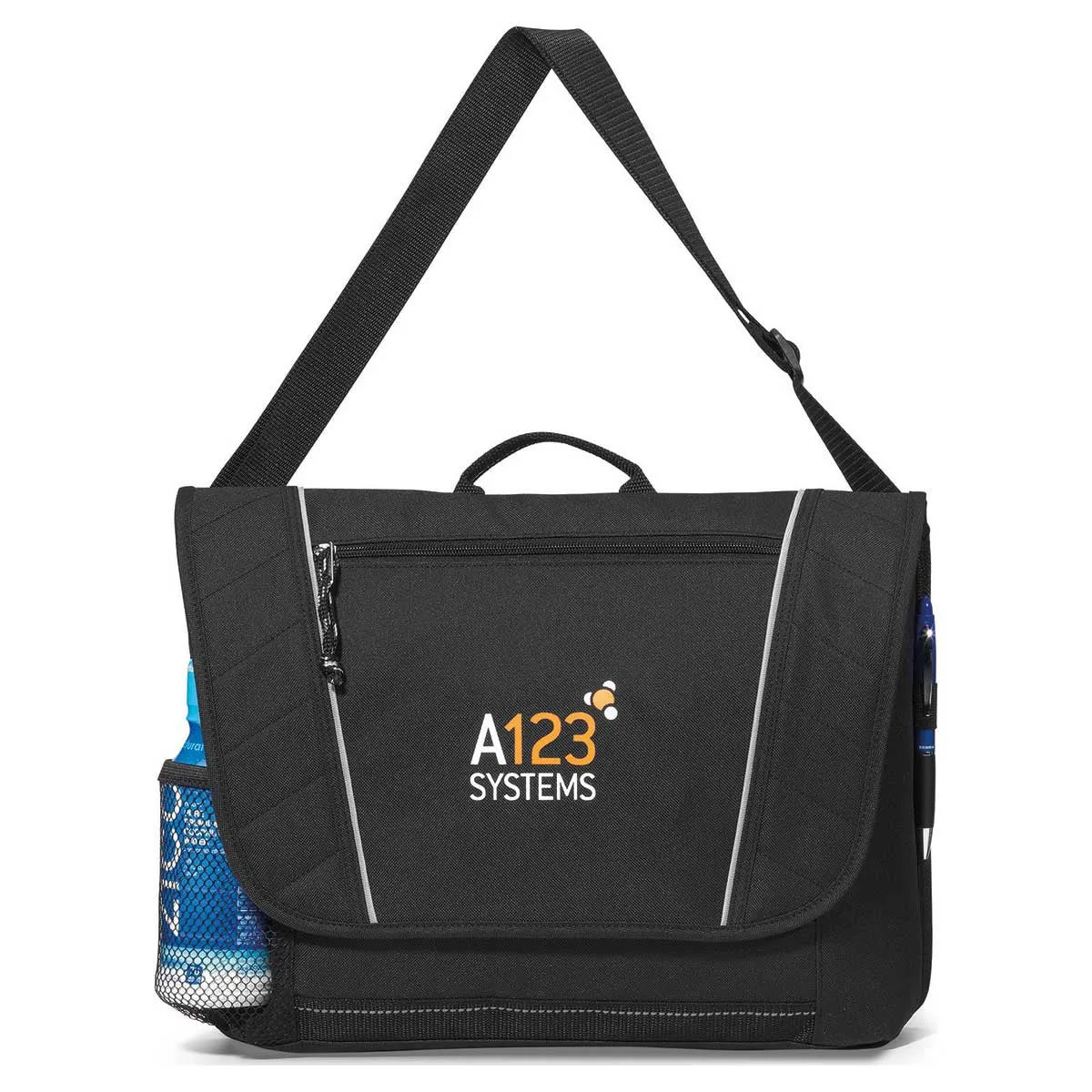 Gemline Black Compass Messenger Bag