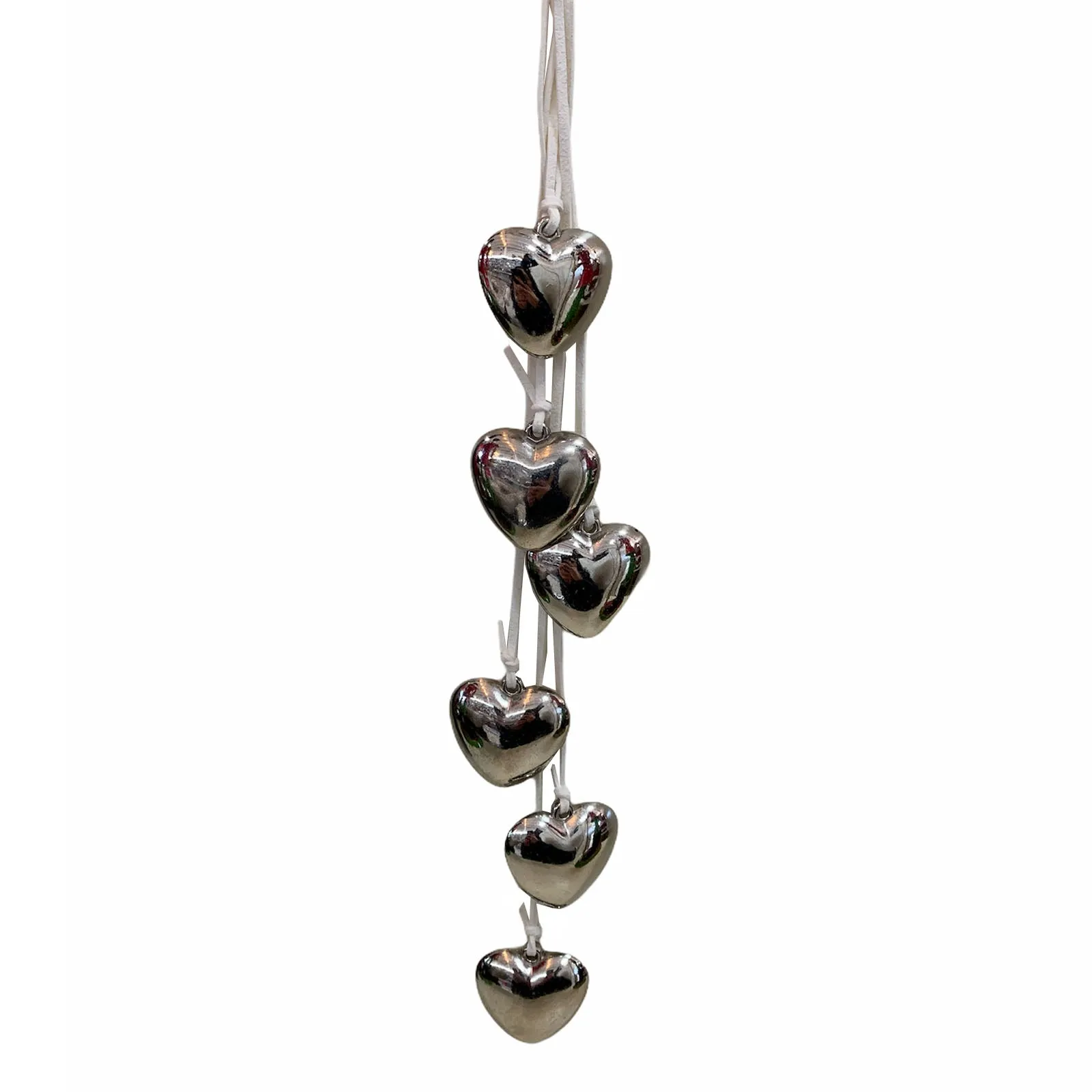 Pendaglio con cuori in metallo beige h 46 cm, pallina per Albero di Natale addobbi natalizi