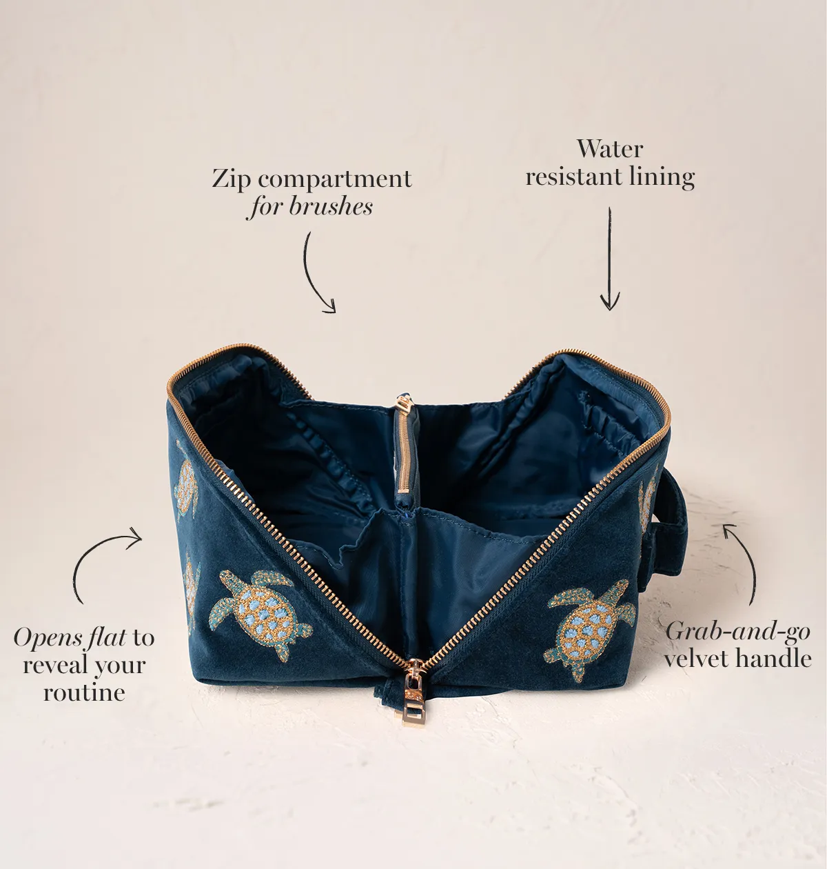 Turtle Conservation Open Flat Makeup Bag